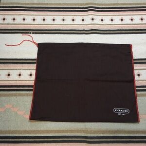Coach Large brown soft red trim drawstring dustbag